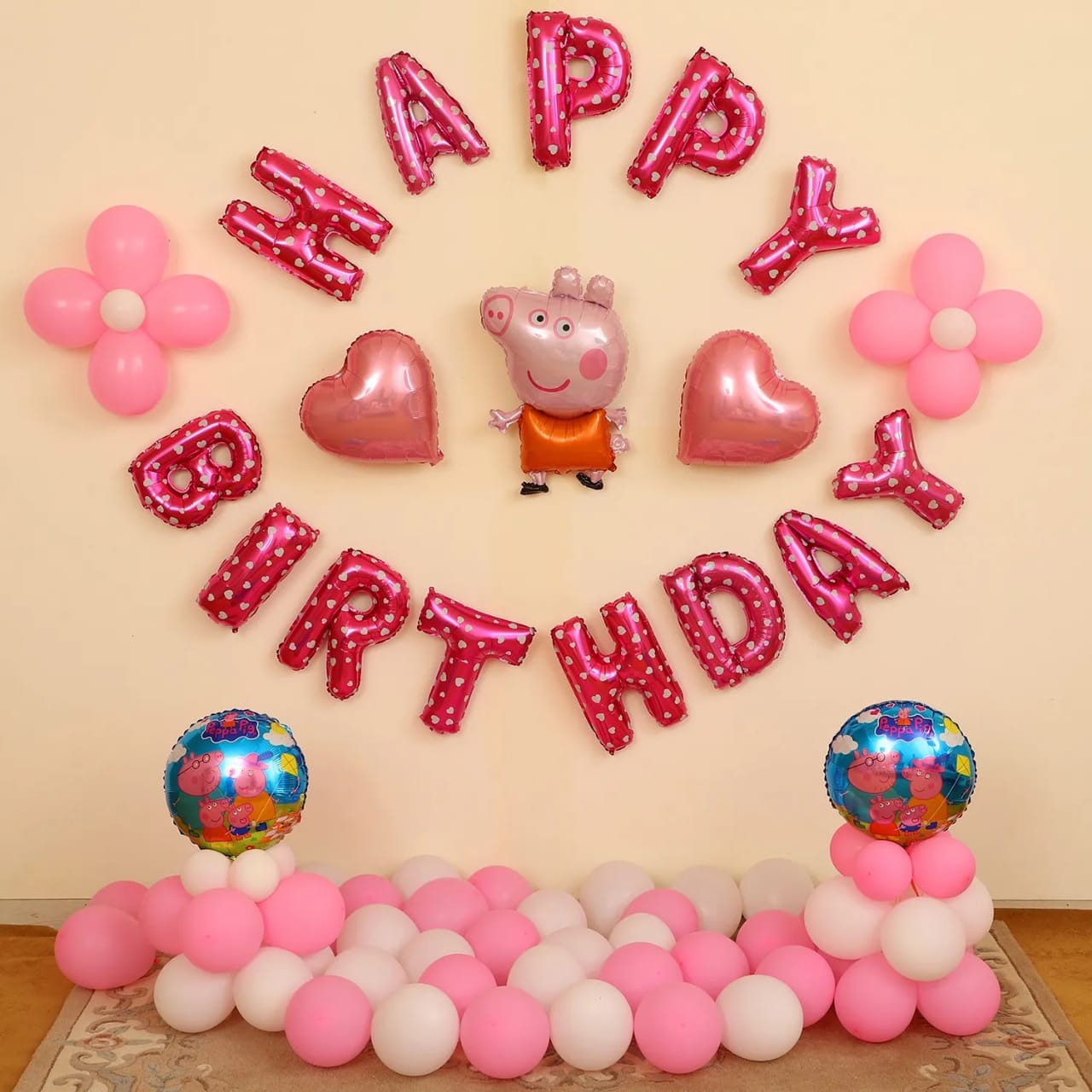 Peppa Pig Themed Birthday Balloon Decor | Balloon Decoration in ...