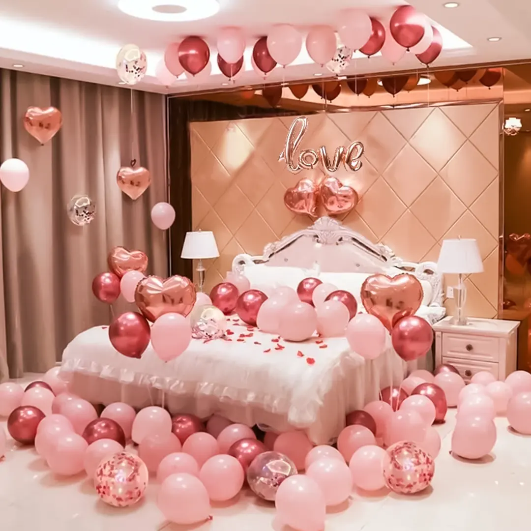 Canopy of Balloons Above the Bed