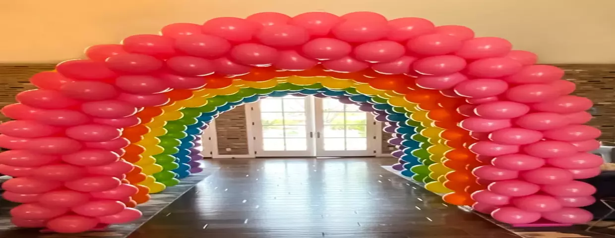 Rainbow Themed Balloon Archway