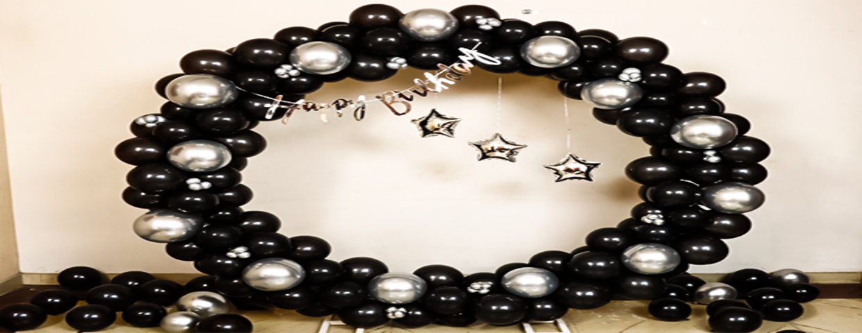 Silver-Black Balloon Garland