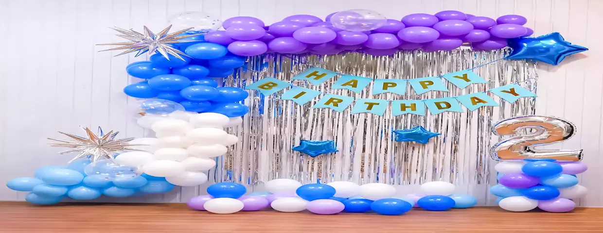 Blue-Purple Birthday Decor with Confetti Balloons